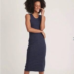 Marine Layer | Lexi Midi Dress in Navy Stripe